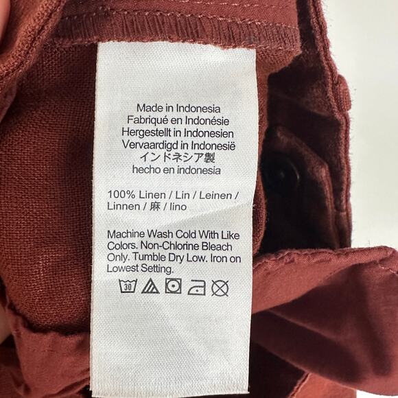 Madewell Slouchy Straight Pants in 100% Linen Henna Brown Relaxed US 10 NWT - Picture 12 of 15